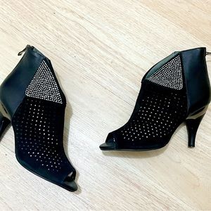 WatchJady Craft Women's Black Leather High Heel Shoes US Size 7.5